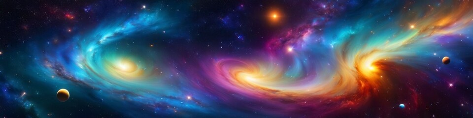 abstract surrealistic illustration bright galactic background, space nebulae and stars.