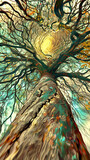 Fototapeta Sypialnia - Cosmic tree of life, colorful energy connects the cosmos eternal concept.