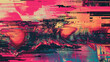 Abstract Digital Artwork with Distorted Glitch Effects