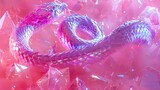 Fototapeta  - dragon snake on a pink background in the style of triangular crystals AI generated