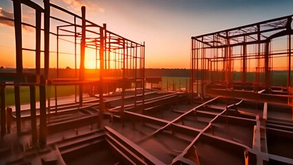 Poster - Sun Setting Over Construction Site Generative AI