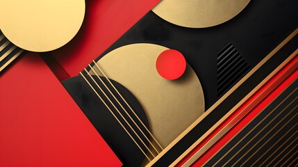 Wall Mural - gold red black abstract geometric presentation
