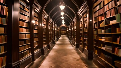 Poster - Extensive Library Filled With Numerous Books Generative AI