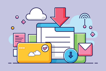 Poster - a collection of different types of emails arranged neatly in a stack, showcasing a variety of commun