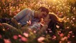 © Ibad - Beautiful young couple in love lying on the blooming meadow