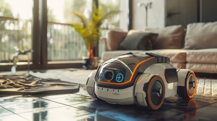 Poster - Robot Sitting on Living Room Floor