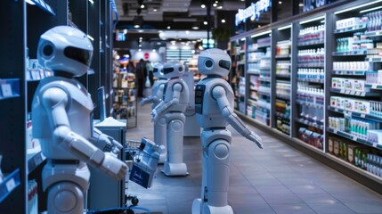 Poster - Two Robots Standing in Store