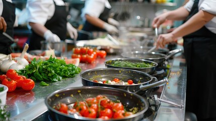 cooking class workshop, with participants learning new culinary skills and techniques while preparing delicious dishes together.