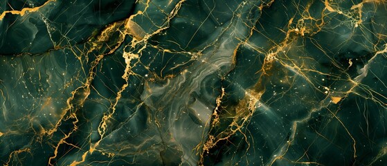 Wall Mural - Green marble with golden veins ,Black marbel natural pattern for background, abstract Green and gold, black and yellow marble, hi gloss marble stone texture of digital wall tiles design