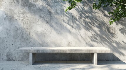 Wall Mural - Blank mockup of a minimalist concrete park bench with a long linear design. .