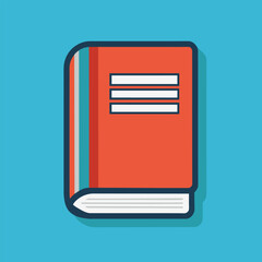 Poster - A red book is creating a long shadow on a vibrant blue background, Work with user manual book, Simple and minimalist flat Vector Illustration