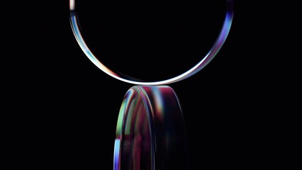 Poster - Abstract animation, 3d render of rotating rounded glass shapes, 4k seamless looped video