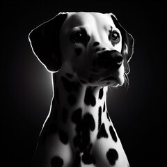 Wall Mural - A Dalmatian in front portrait, with the rim light