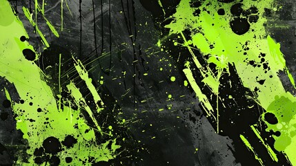 Wall Mural - abstract vector image background, neon green and black colours, grungy graffiti style