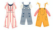 Kids jumpsuit. Girls summer clothes. Childs striped 