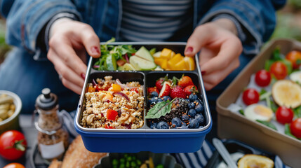 Fresh and Healthy Homemade Lunch Box with Superfoods