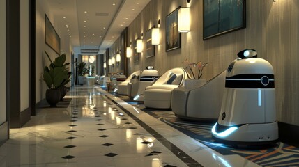 Aufkleber - Robot Sitting in Long Hallway