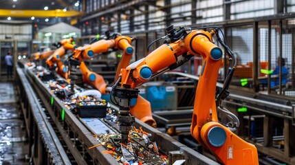 Aufkleber - Robotic Arms on Conveyor Belt