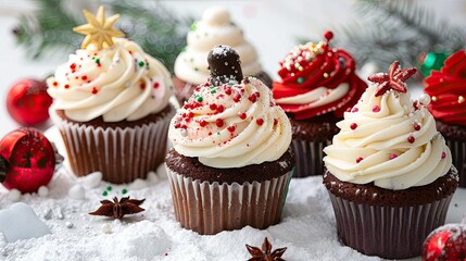 Sticker - Delightful cupcakes adorned with festive decorations for your memorable occasion