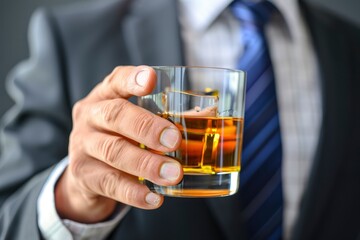 businessmen holding a glass of whiskey - generative ai