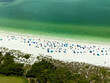 Beach aerial view of white sand along the coastline of the Gulf of Mexico