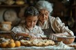© Belho Med - heartwarming kitchen scene with grandmother teaching granddaughter to bake