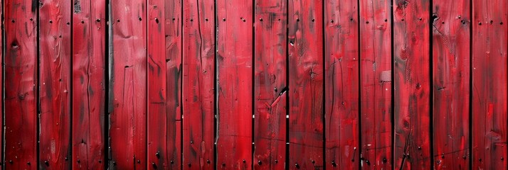 Vibrant red wooden fence texture ideal for backgrounds linked to passion-themed designs or Valentine's Day promotions. Copy space.