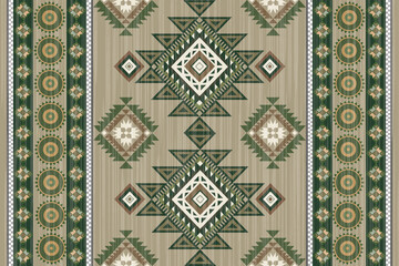 Naklejka na meble Navajo tribal vector seamless pattern. Native American ornament. Ethnic South Western decor style. Ikat Boho geometric ornament. Vector seamless pattern. Mexican blanket, rug. Woven carpet illustratio