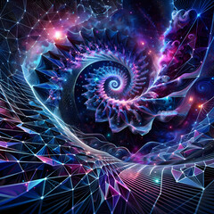 Canvas Print - galactic nautilus: a cosmic fractal journey through color and light