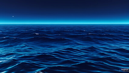 ocean background image,nighttime,aurora,blue ocean,Generative AI
