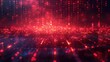 Futuristic Red Digital Cityscape with Glowing Lights
