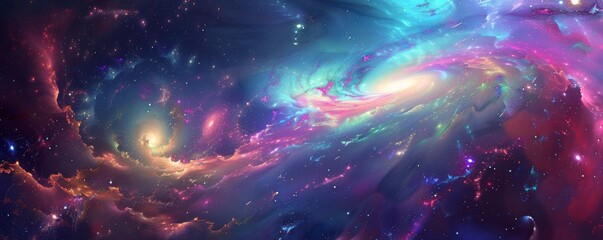 Wall Mural - cosmic color fusion - vibrant galaxy panorama