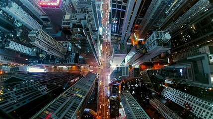 Wall Mural - aerial view background. night city metropolis