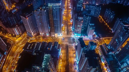 Canvas Print - aerial view background. night city metropolis