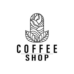 Wall Mural - Simple caffeine drink coffee logo design cafe business vector coffee beans, bar, restaurant vintage model