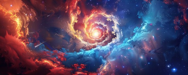 Wall Mural - cosmic vortex - a vibrant space nebula panorama
