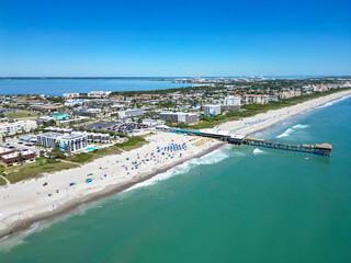 Wall Mural - Coastline view near the Cocoa Beach pier near Cape Canaveral on Florida's Space Coast in Brevard County