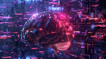 Canvas Print - Digital brain concept in cyber environment