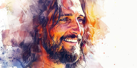 Wall Mural - Friend: The Warm Smile and Comforting Presence - Picture Jesus with a warm smile and a comforting presence, illustrating his role as a friend to all. 