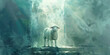 Lamb of God: The Innocent Lamb and Sacrificial Altar - Visualize Jesus as an innocent lamb standing before a sacrificial altar, illustrating his role as the Lamb of God.
