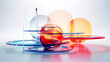 © yonshan - Digital technology floating geometrical elements colorful transparent glass poster web page PPT background