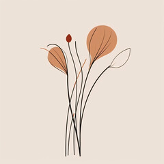 Wall Mural - neutral floral abstract art illustration using natural earthy colors