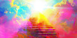 Enlightenment: The Ascending Staircase and Radiant Light - Visualize an ascending staircase with radiant light at the top, illustrating the journey towards spiritual enlightenment.