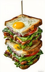 a toasted sandwich with bacon, eggs and cheese, stock photos, stock images, life stock, illustrations, best selling