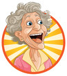 Vector illustration of a happy, smiling elderly woman