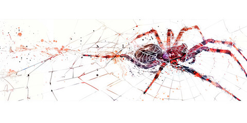 Entrapment: The Spider's Web and Caught Prey - Visualize a spider's web with a caught prey, illustrating the feeling of entrapment and manipulation in a cult