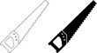 side view hand saw icon set
