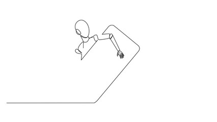 Poster - Animated self drawing of continuous one line drawing robotic hugging handphone. Added a robotic system so that handphones cannot be tracked. Future technology. Full length single line animation