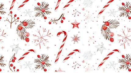 Cute christmas wallpaper backgrounds, wrapping paper, Christmas candy patterns, flower leaves, berries, snowflakes,