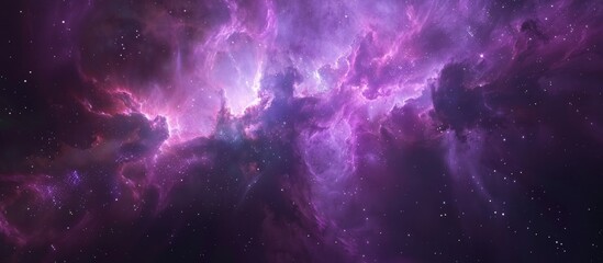 Wall Mural - in the vast darkness of space, a stunning purple nebula is illuminated by twinkling stars against a 